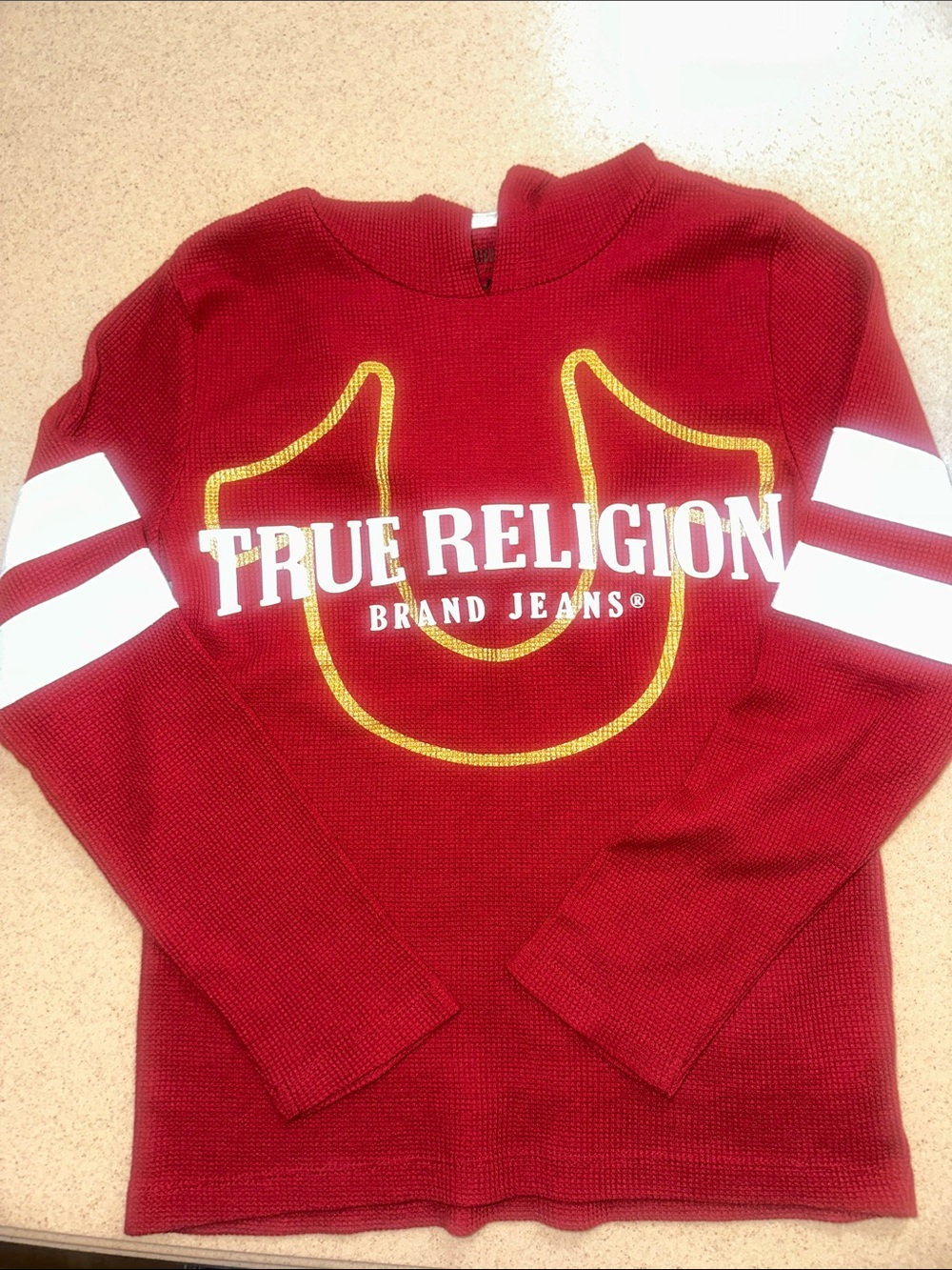 True Religion Women’s Red Logo Long Sleeve Top